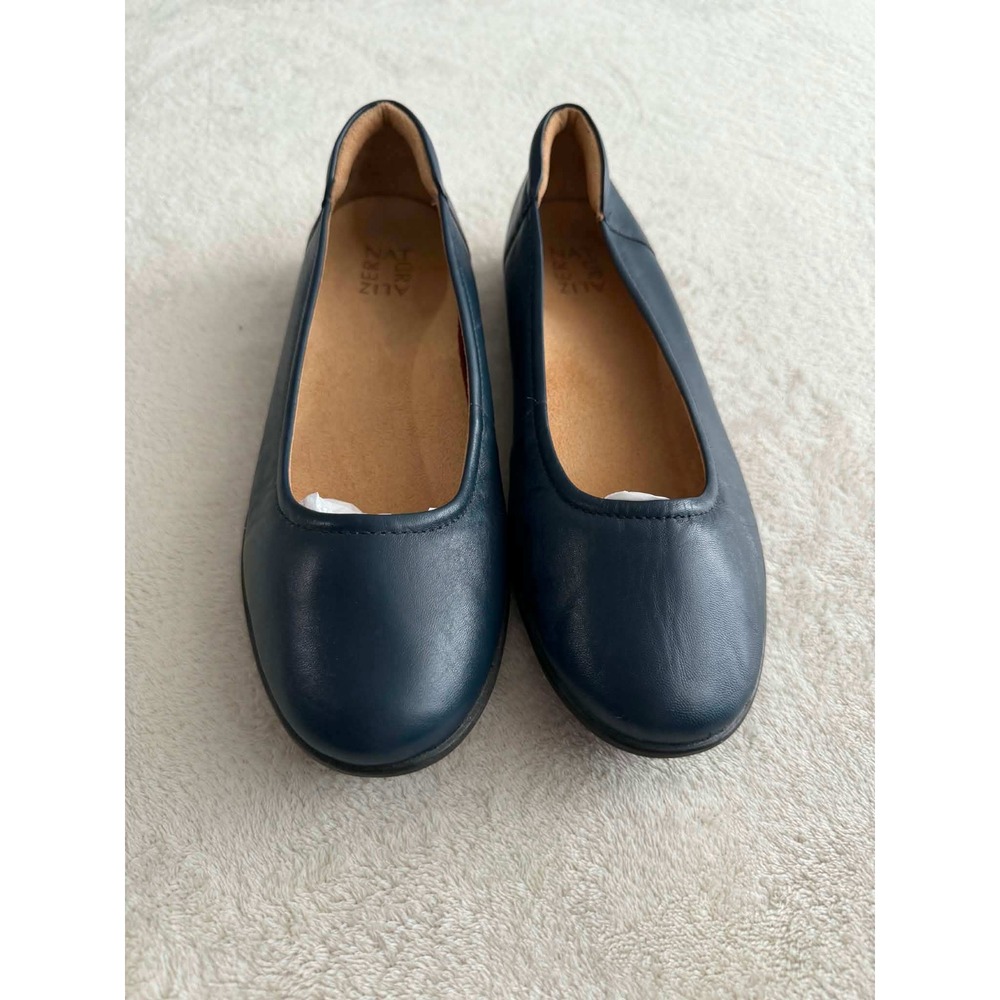 Naturalizer Womens 9 Navy Blue Leather Ballet Flats Classic Round Toe Comfort